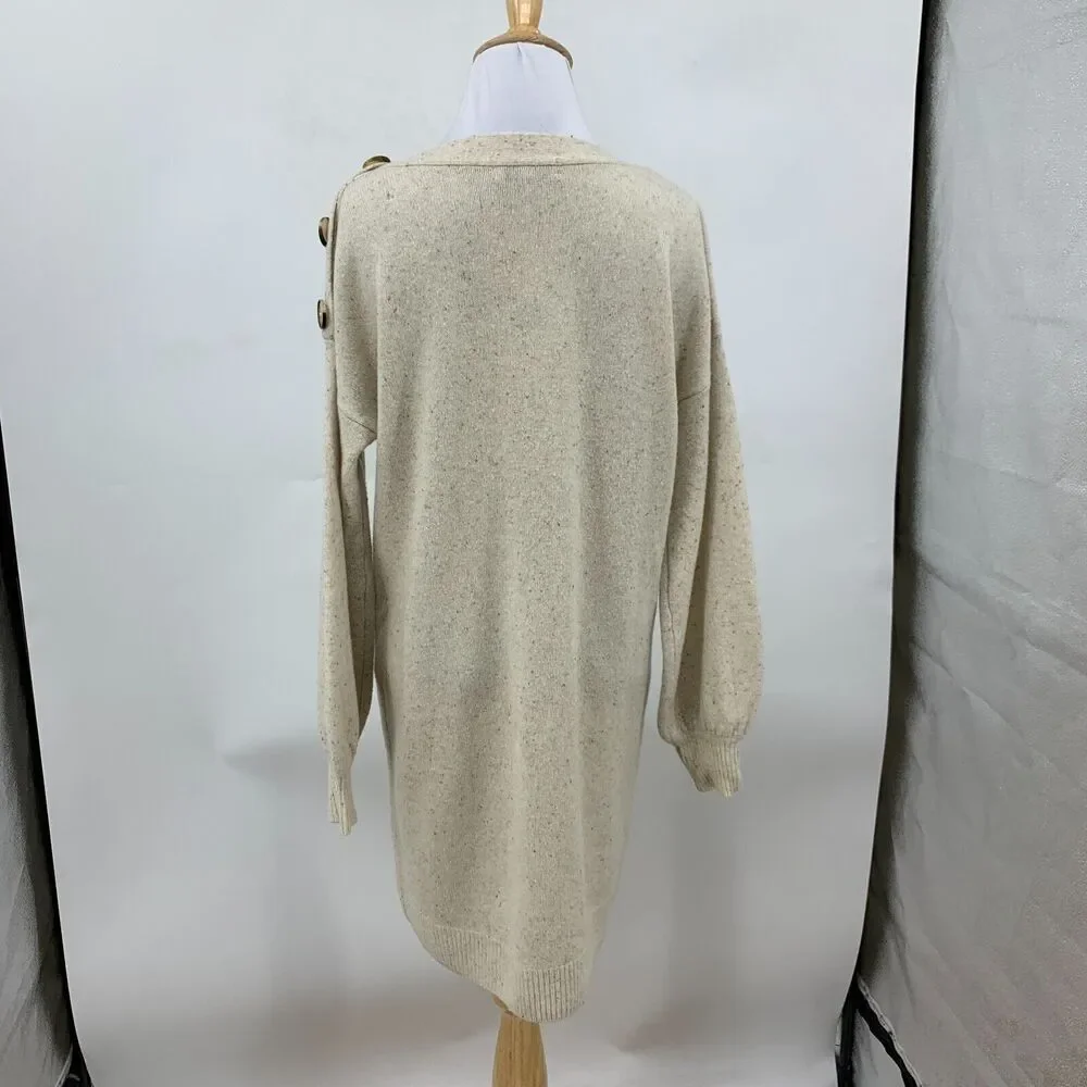 Madewell Boatneck Sweater Dress Womens S Small Merino Wool Button Shoulder *READ